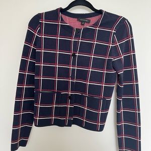Ann Taylor Plaid Seasonless Yarn Cardigan